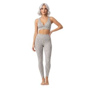 NEW VARLEY Leopard 2 PC Sports Bra and Leggings Yoga SET SIZE XS/S